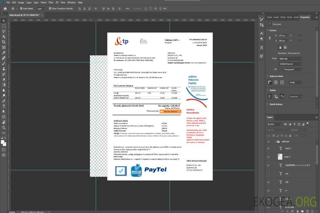 Modèle de facture de services publics pour les entreprises Pologne TP aux formats Word et PDF template Modèle de facture de services publics pour les entreprises Pologne TP aux formats Word et PDF template